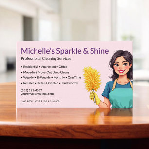 Pink House Cleaning Service Business Card