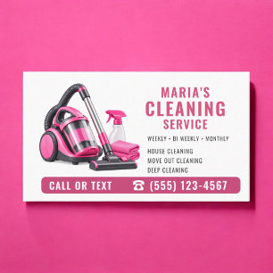 Pink House Cleaning Service Business Card