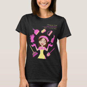 Pink House Cleaning Service Janitorial Daily T-Shirt