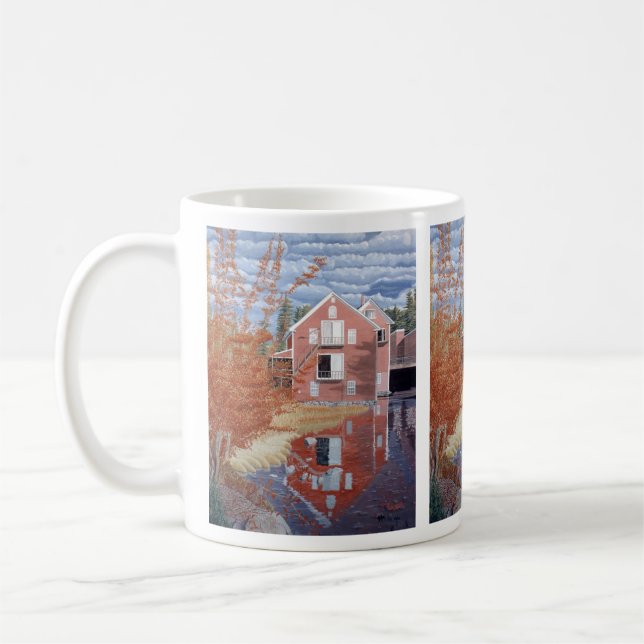 Pink House in Autumn Coffee Mug (Left)
