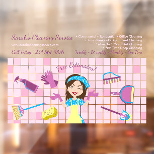Pink Housekeeper cleaning Janitor Custom Cartoon