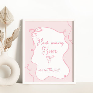 Pink How many Bows are in the jar baby shower Poster
