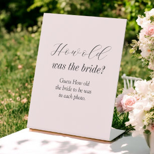 Pink How Old Was the Bride Bridal Shower Pedestal Sign