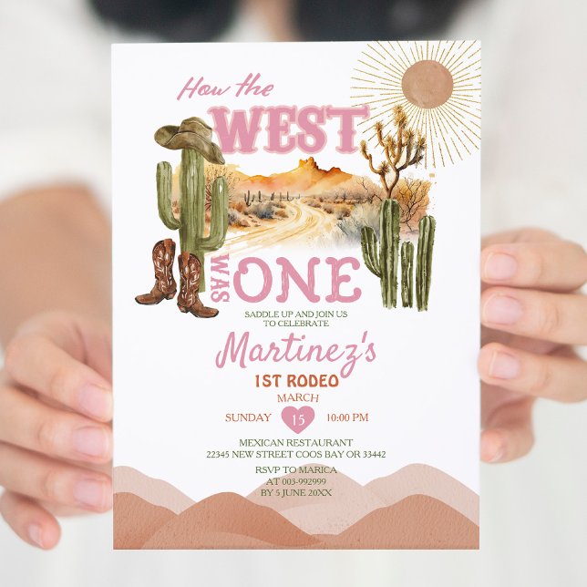 Pink How The West Was One Birthday Party Cowboy  Invitation (Creator Uploaded)
