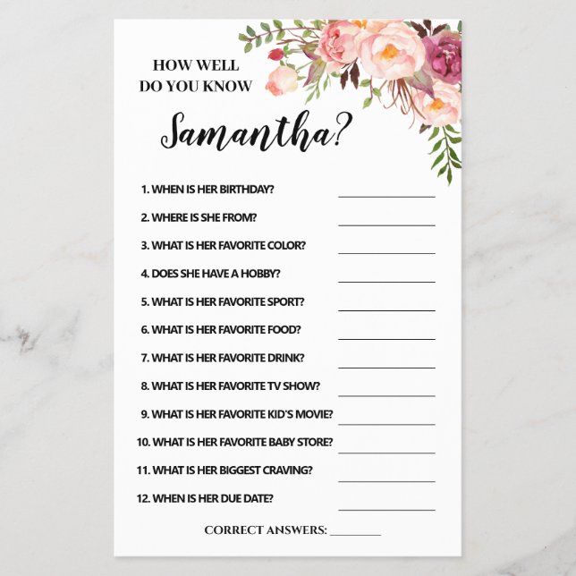 Pink How well do you know mum bilingual card (Front)