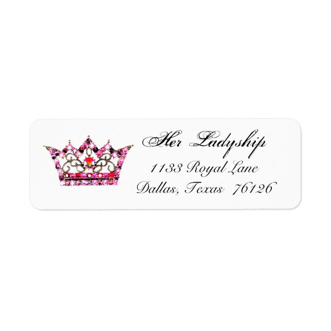 "Pink Hues of a Tiara"  Return Address Labels (Front)