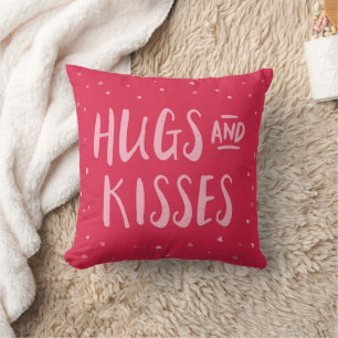 Pink Hugs and Kisses   Hearts   Valentine's Day Cushion