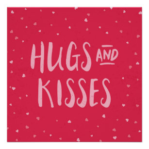 Pink Hugs and Kisses   Hearts   Valentine's Day Poster
