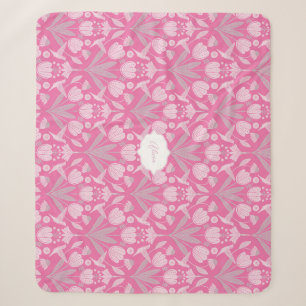 Pink Hummingbird Coquette Personalised floral Sherpa Blanket