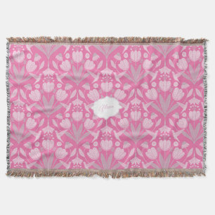 Pink Hummingbird Coquette Personalised floral Throw Blanket