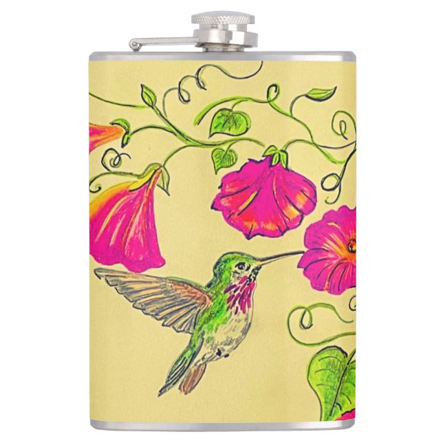 Pink Hummingbird Flask (Front)