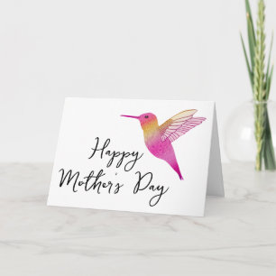 Pink Hummingbird Happy Mother's Day Greeting Card