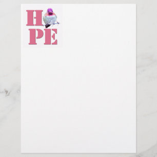 Pink Hummingbird HOPE Letterhead Stationery