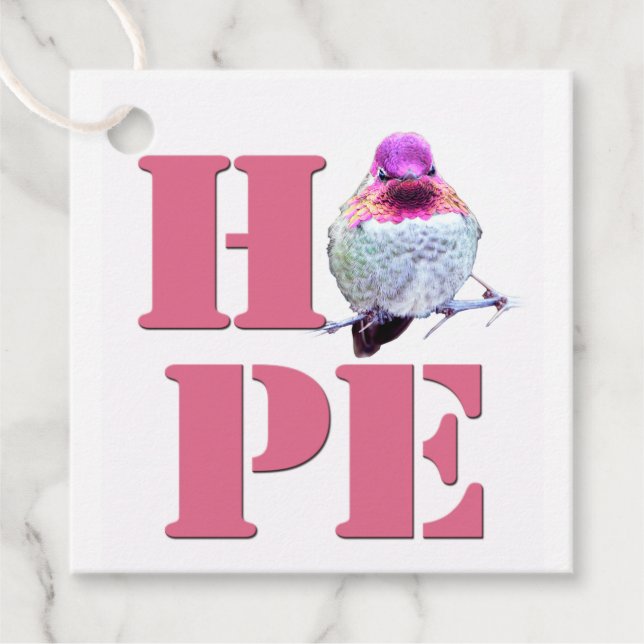 Pink Hummingbird Photo HOPE Gift Tag (Front)