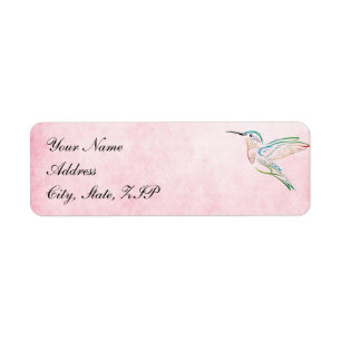 Pink Hummingbird Watercolor Wedding Labels