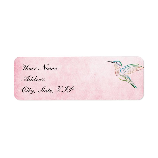 Pink Hummingbird Watercolor Wedding Labels (Front)