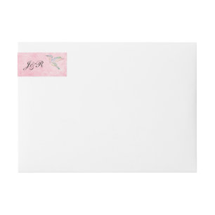 Pink Hummingbird Watercolor Wedding Wrap Around Wrap Around Label