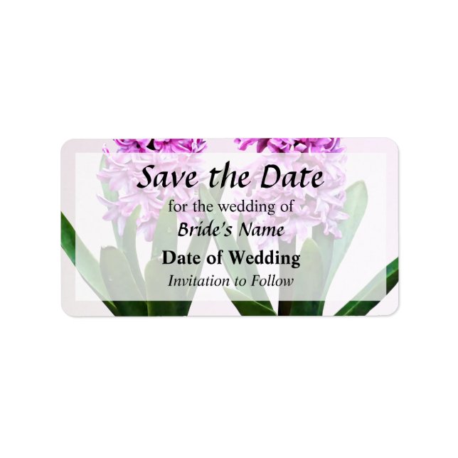 Pink Hyacinth Duo Save the Date Label (Front)