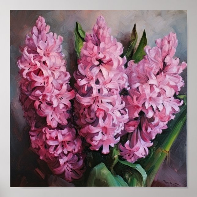 Pink Hyacinth Flower Art Print Poster (Front)