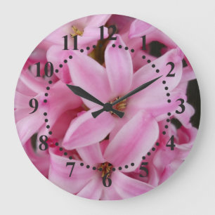 pink hyacinth flower large clock