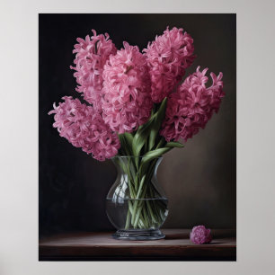 Pink Hyacinth Flowers Art Print Poster