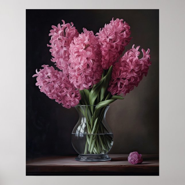 Pink Hyacinth Flowers Art Print Poster (Front)