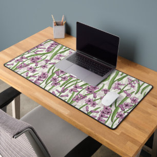 Pink Hyacinth flowers on natural white Desk Mat