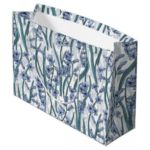 Pink Hyacinth flowers on natural white Large Gift Bag