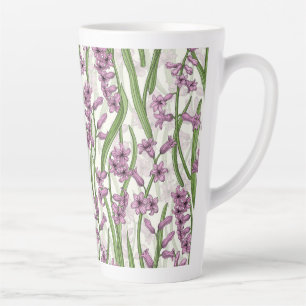 Pink Hyacinth flowers on natural white Latte Mug