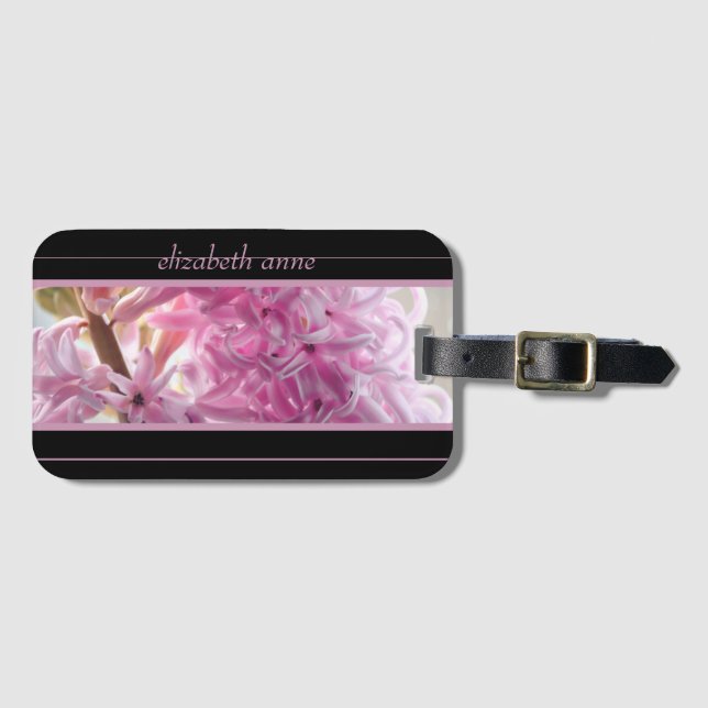 Pink Hyacinth Personalise Luggage Tag (Front Horizontal)