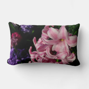 Pink Hyacinth Spring Floral Lumbar Cushion