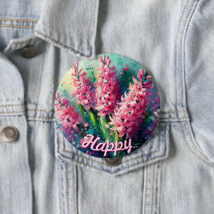 Pink Hyacinths Hyacinth Floral Personalised 10 Cm Round Badge
