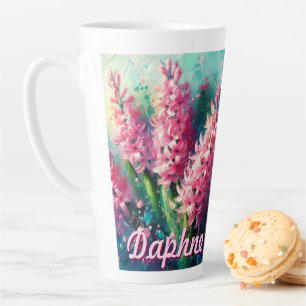 Pink Hyacinths Hyacinth Floral Personalised Latte Mug