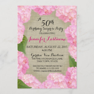 Pink Hydrangea 50th Birthday Invitation