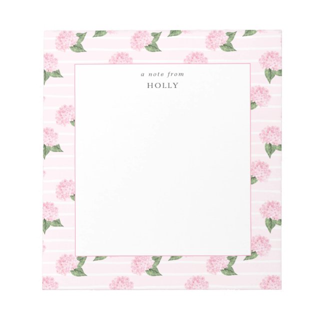 Pink Hydrangea All Over Bloom Personalised Notepad (Front)