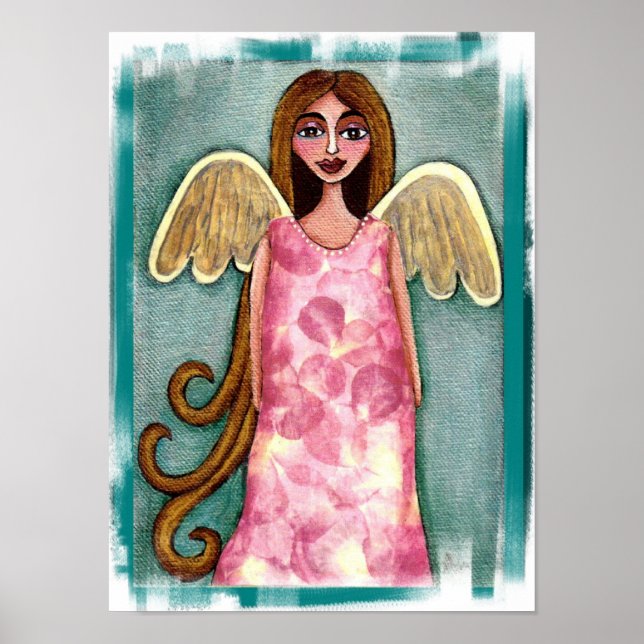 Pink Hydrangea Angel - print (Front)