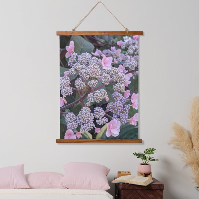 Pink Hydrangea Aspera Floral Hanging Tapestry (Bedroom)