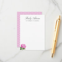 Pink Hydrangea Baby Advice Card
