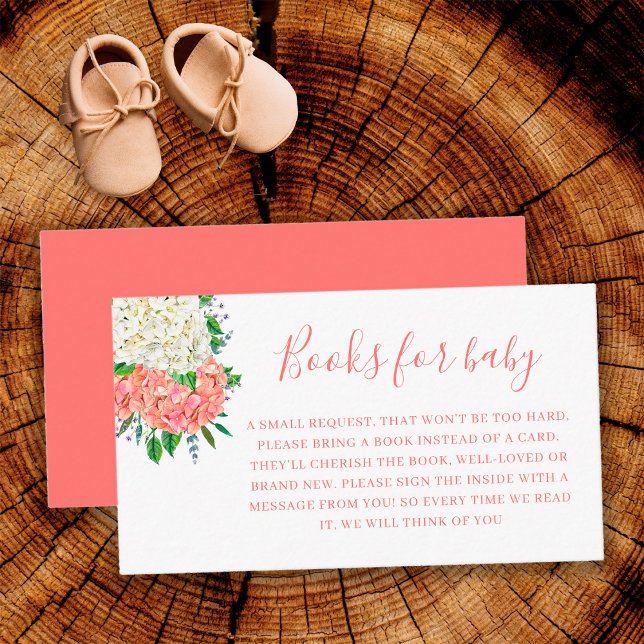 Pink Hydrangea Baby Shower Book Request Enclosure Card (Creator Uploaded)