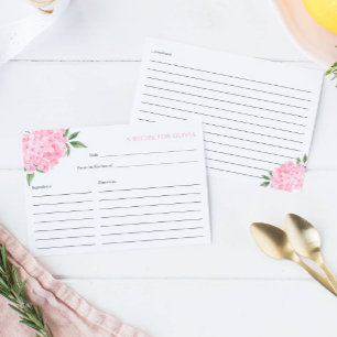 Pink Hydrangea Bloom Recipe Card