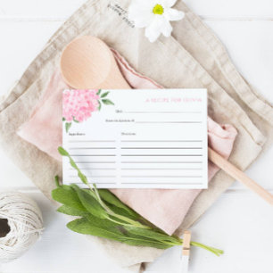 Pink Hydrangea Bloom Recipe Card