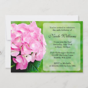 Pink Hydrangea Blossom Birthday Party Invitation