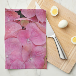 Pink Hydrangea Blossom Flowers Kitchen Towel
