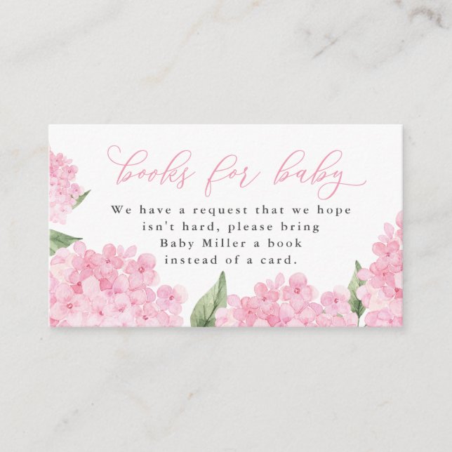 Pink Hydrangea Book Request  Enclosure Card (Front)