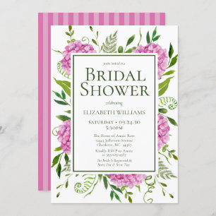 Pink Hydrangea Bridal Shower Invitation