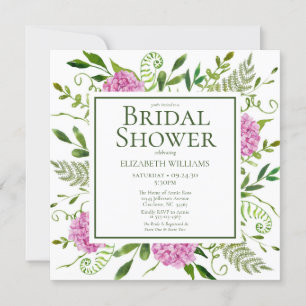 Pink Hydrangea Bridal Shower Invitation