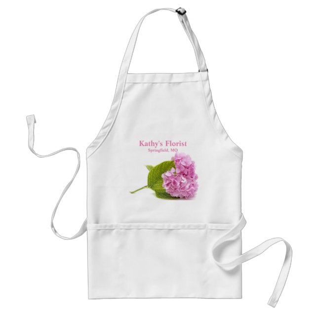 Pink Hydrangea Business / Personal Use Flower Standard Apron (Front)