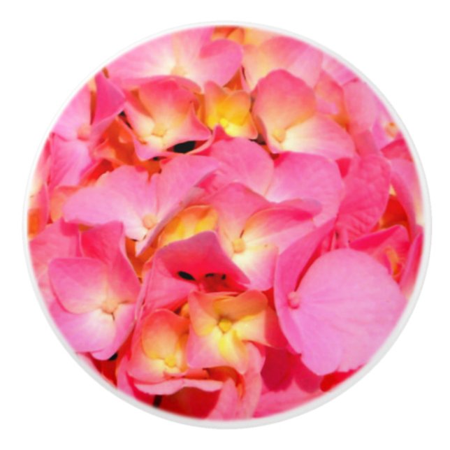 Pink Hydrangea Ceramic Knob (Front)