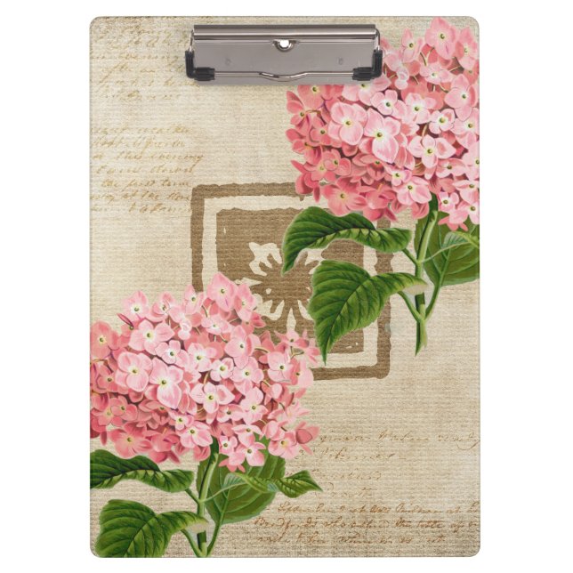 Pink Hydrangea Clusters II Clipboard (Front)