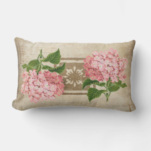Pink Hydrangea Clusters Patio Lumbar Cushion